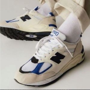 New Balance 990 Sneakers in Cream, Blue, Black